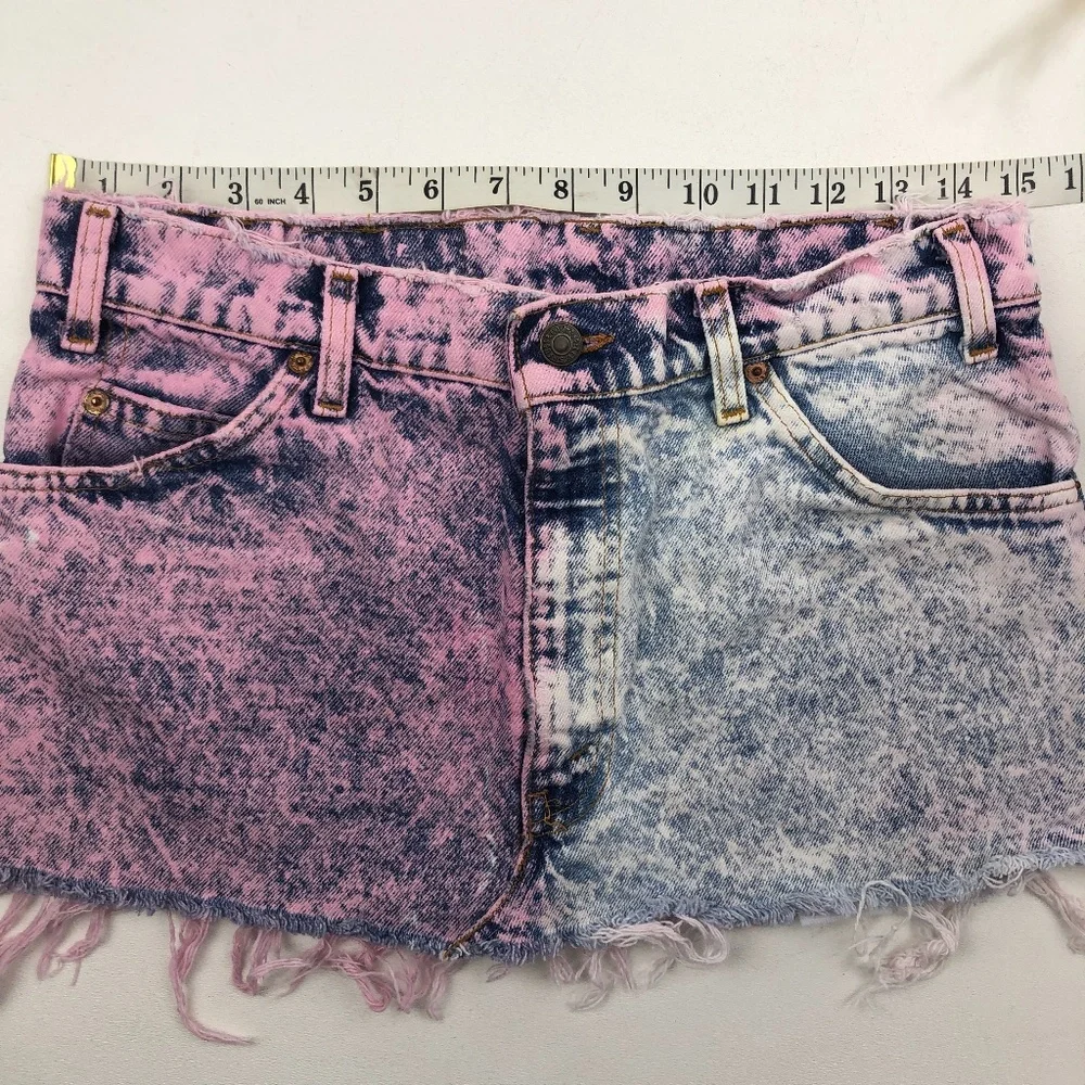 Levi's 550 Vintage Two-tone Tie-dye Denim Jean Skirt - Picture 4 of 8